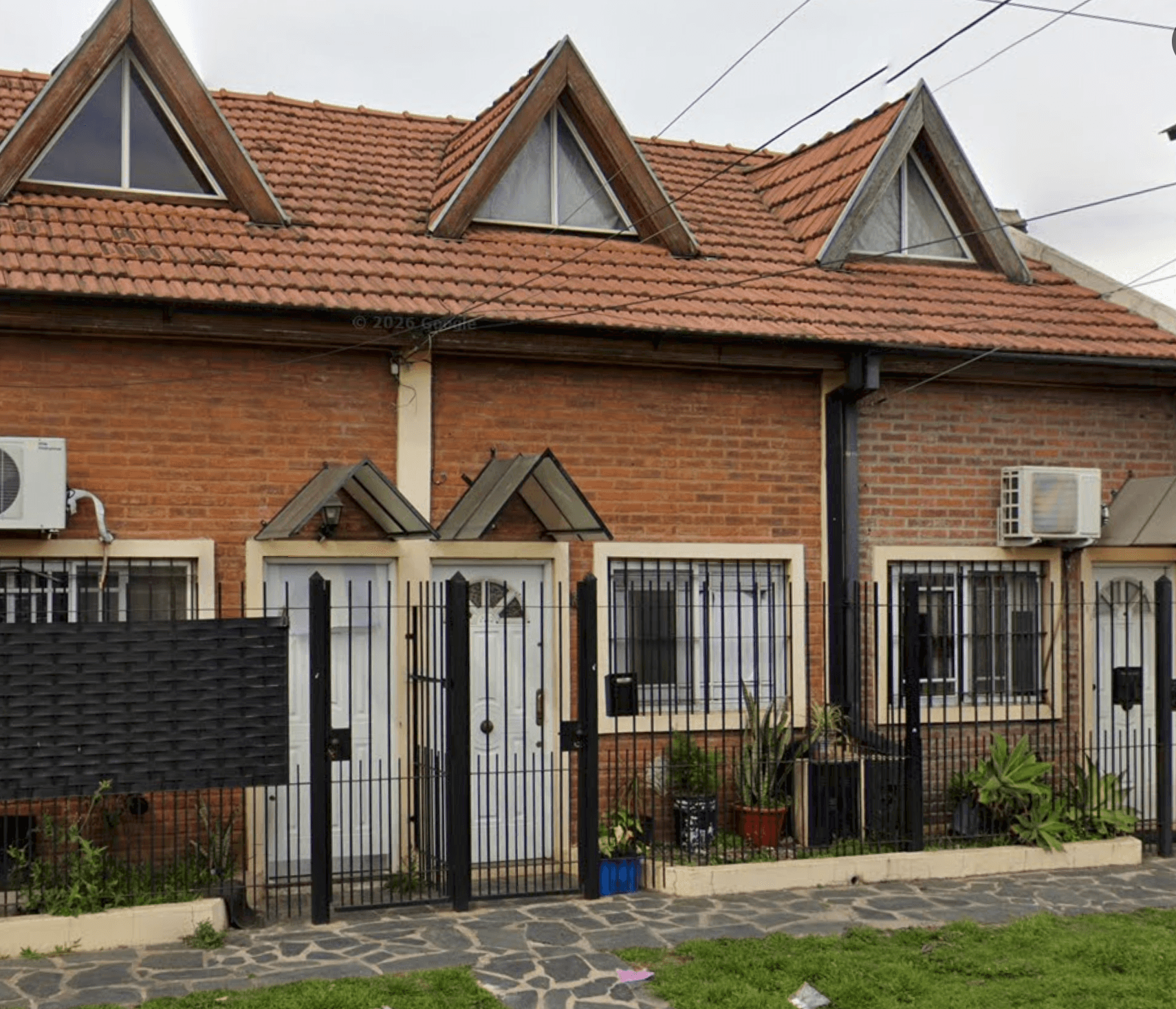 Close-up view of the duplex exterior